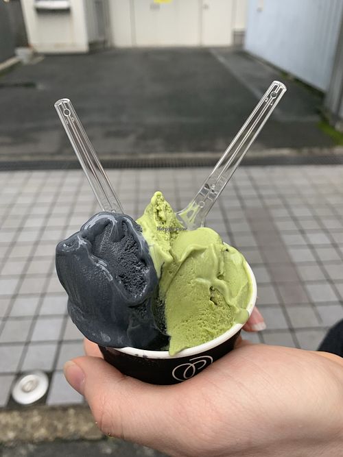 Black ninja and matcha at Premarché Gelateria in Tokyo
