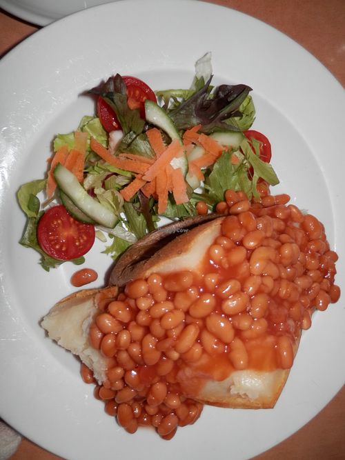 Jacket potato with baked beans and salad at The Loft in Spalding