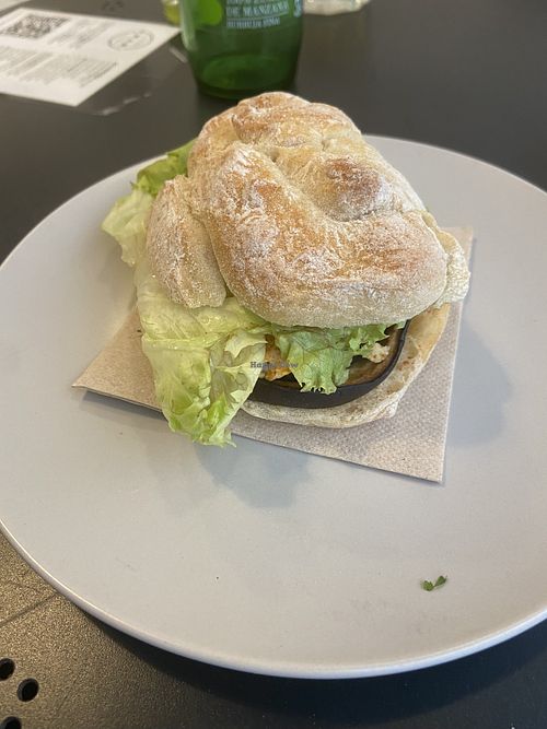 Sandwich with aubergine and smoked vegan cheese at Umami Good Food in Tenerife