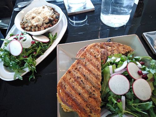 Fried green tomato, mushroom bacon, mozzarella sandwich at Sage and Cinder in Mukilteo