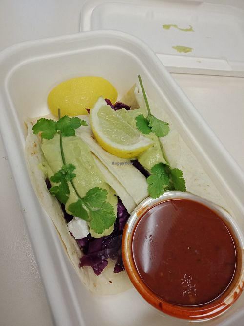 BBQ jackfruit taco. Poor photo, good taste. at Mamacita Taqueria in Dunedin