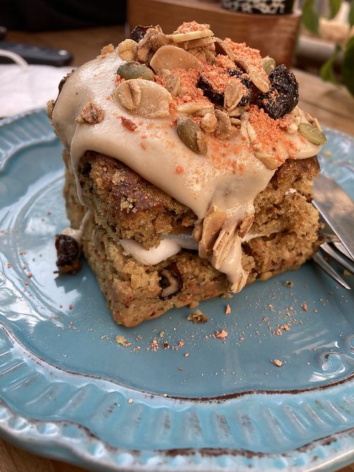 Vegan carrot cake  at La Casa Organica in Santiago