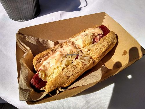 Hot dog at Shrub Life Foods in Taos