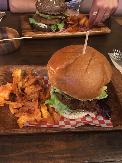 Seitan burger at Chick's Burger Bar in Barcelona
