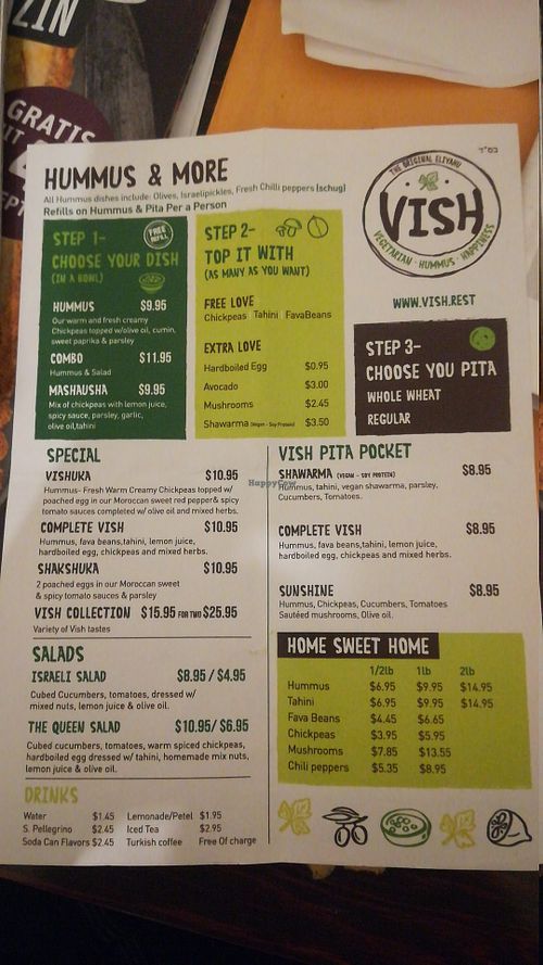 Vish menu at Vish - Greenwich Village in New York City