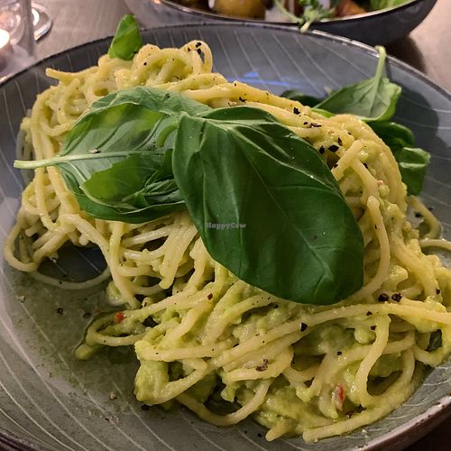 Vegan avocado pasta.  at Green Hippo in Helsinki