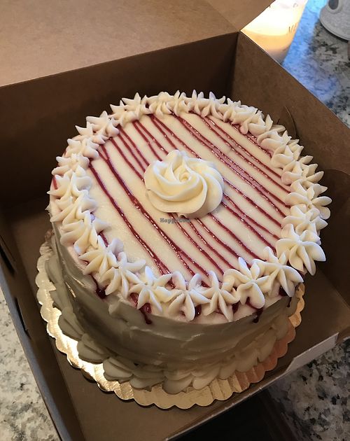 Special order vanilla raspberry cake  at The Happy Bakery in Ofallon