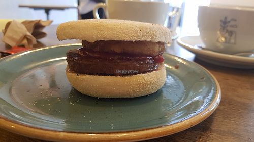 Sausage and hash muffin at Gaard Coffee Hide in Sheffield