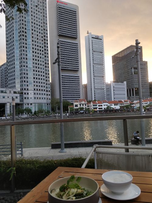 Scenic view of Singapore skyline from the alfresco area of Prive@ACM at Privé - Asian Civilisation Museum  in Central Singapore