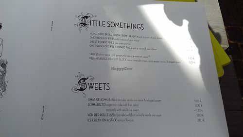 Menu: side order and dessert selection at Hans im Glück in Leipzig