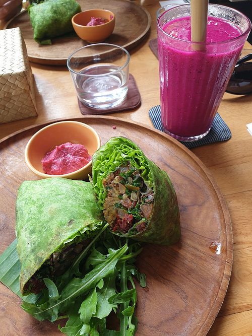 Falling wrap and mixed juice.  Tasty. at Square One in Sanur