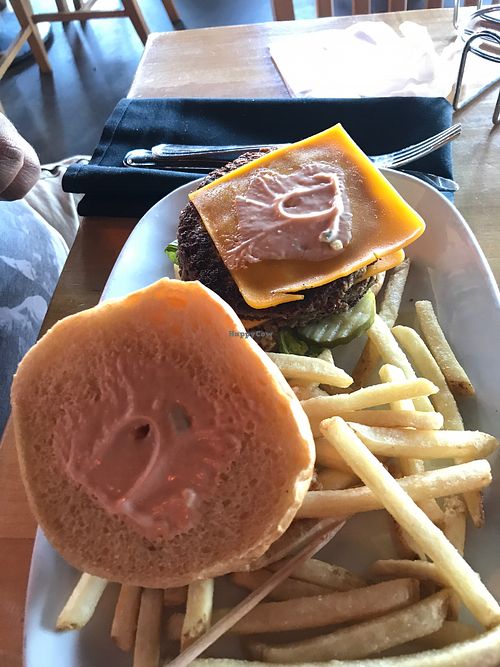Impossible burger with vegan cheese and vegan thousand island sauce  at House of Blues in Lake Buena Vista