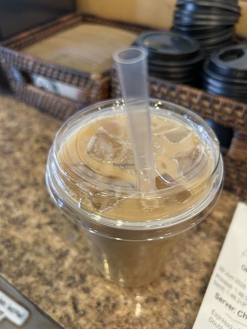 Delicious iced oat latte   at Great Bear Coffee in Los Gatos