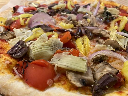 Veg Out Pizza with Vegan cheese at Blaze Pizza - Ontario St in Chicago