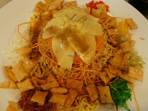 rainbow yu sheng (mock raw fish) salad.  available only during Chinese new year period. at Eight Treasures Vegetarian 八宝素食馆 in Central Singapore
