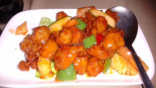 Sweet & sour mock chicken at Eight Treasures Vegetarian 八宝素食馆 in Central Singapore