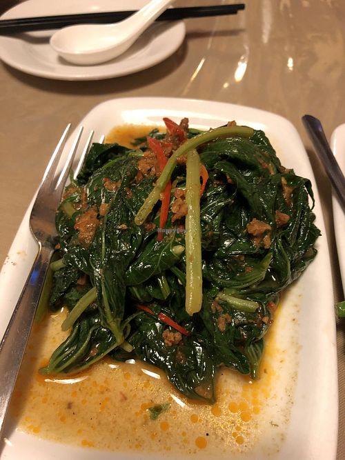 Sambal sweet potato leaves at Eight Treasures Vegetarian 八宝素食馆 in Central Singapore