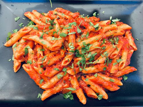 Vegan penne pasta at Capriccio Siciliano in Cefalu