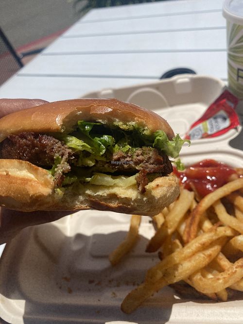 Interior of Burger (Extra Pickles + Avocado • No Cheese)  at Raw in Milpitas