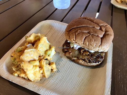 BBQ sandwich with potato salad. Phenomenal!  at Magic Vegan Cafe in Gulfport