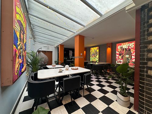 The Sanctuary dining room at the rear  at Genesis Plant Based Alchemy in North London