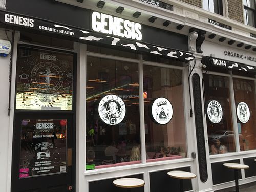 Store front at Genesis Plant Based Alchemy in North London