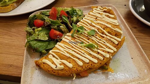 Vegan omelette at Stars Coffee in Riga