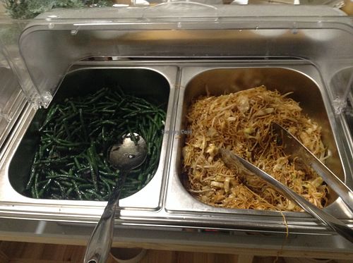 Sauteed greens and Fried Noodles at Everyday in Hong Kong Island