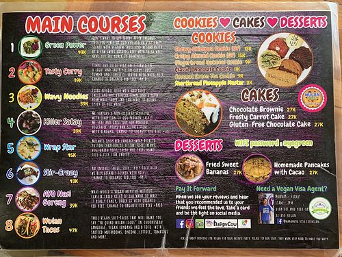 Menu at Ayo Vegan - Peliatan in Ubud