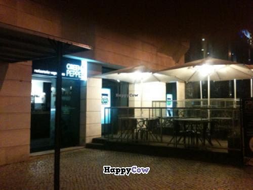 outside at night at Green Pepper in Lisbon