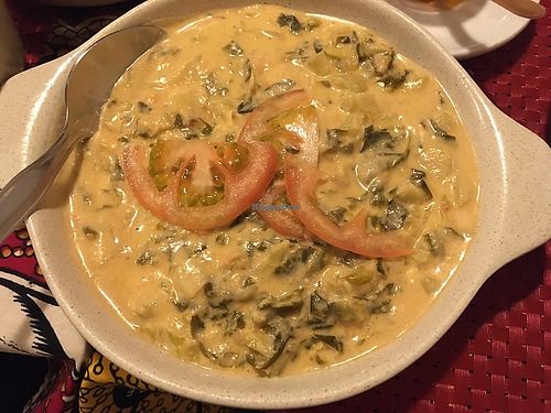 Cabbage with peanut and coconut sauce  at Roda Viva in Lisbon