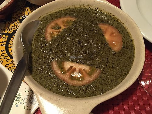 Yam leaves with coconut sauce  at Roda Viva in Lisbon