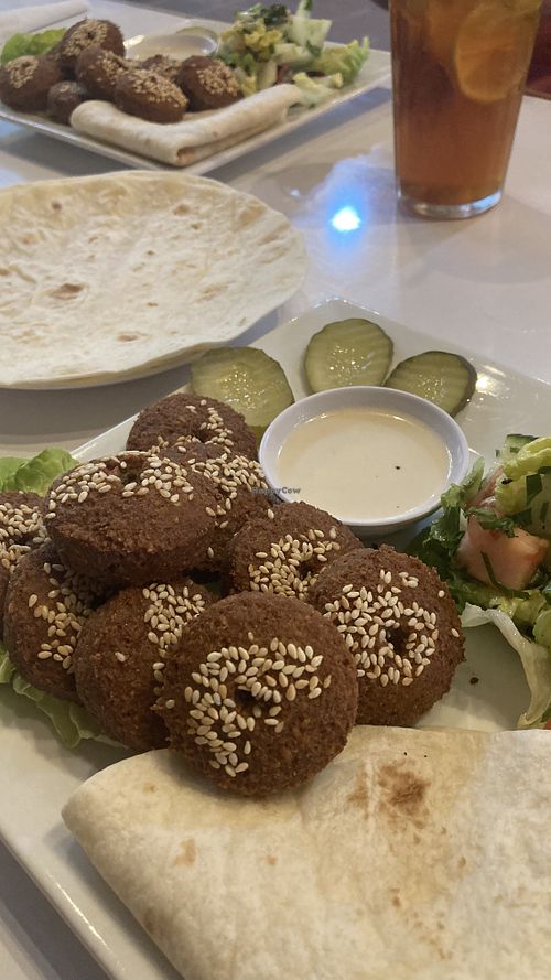 Falafel plate with lemon iced tea and extra bread  at Alhamdulillah in Langkawi