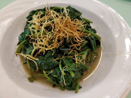 Sweet potatoes leaves in fermented bean curd at Mother Earth 大地之素 in West Singapore