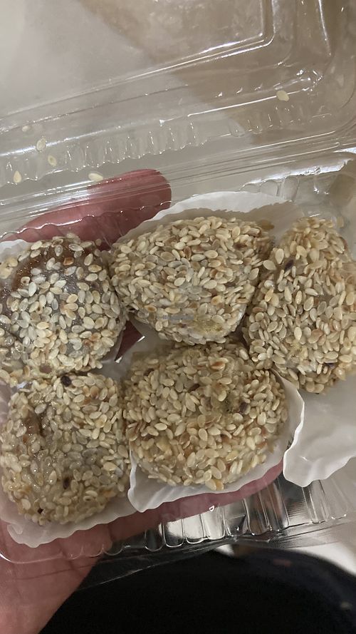 Peanut and sesame mochi  at Vegan House in Jakarta