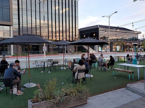 Outside seating at CAVA in Culver City