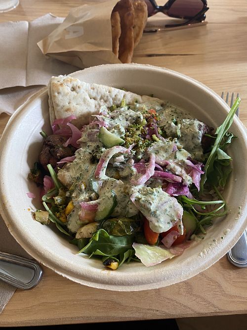 Build your own bowl - grains and greens with falafel, hummus and roasted veg   at CAVA in Huntersville