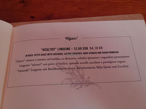 Vegan pasta (linguine) at Konoba Andreja in Krk