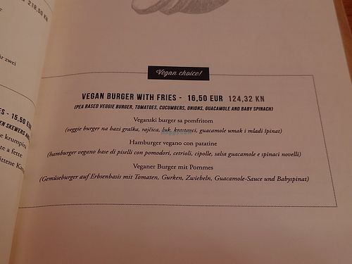 Vegan Burger at Konoba Andreja in Krk