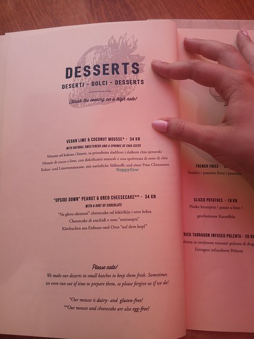 The vegan dessert at Konoba Andreja in Krk