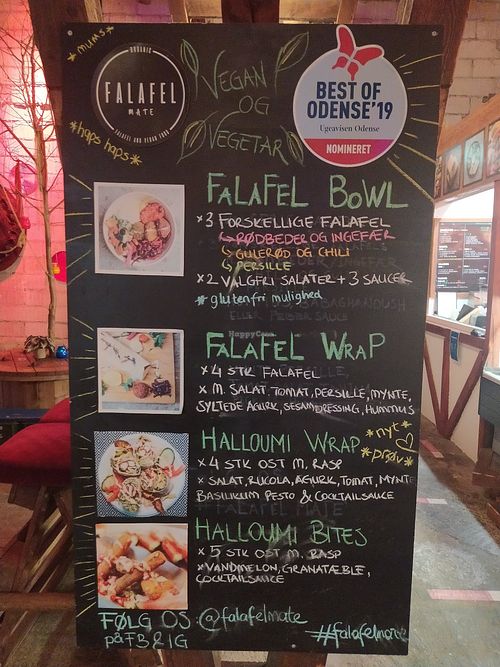 Menu at Falafelmate in Odense