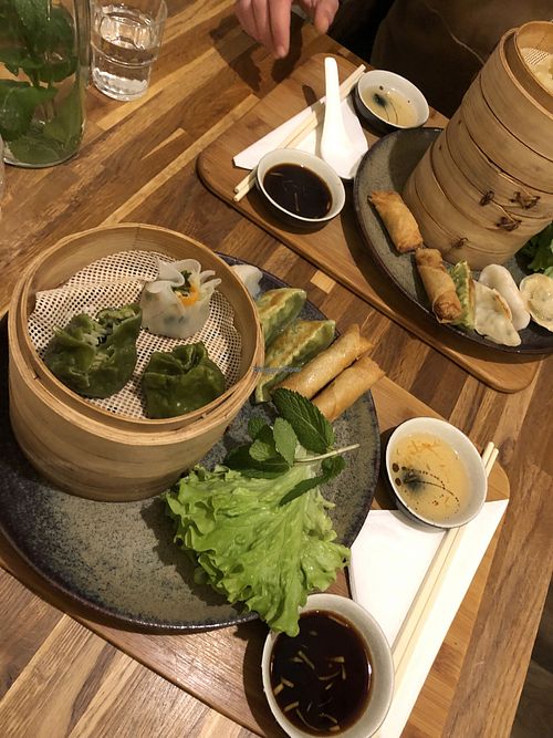 vegan menu with nems and dumplings- sooo good  at Chez Ann in Paris