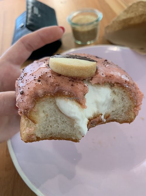 Strawberry Cheesecake Donut! at Brammibal's Donuts - Potsdamer Platz in Berlin