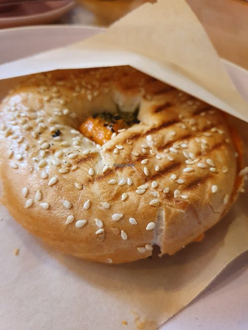 PIZZA BAGEL!!! simply amazing at Brammibal's Donuts - Potsdamer Platz in Berlin