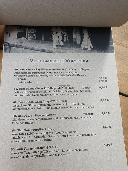 updated vegan menu at Viet Village in Leipzig