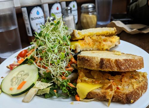 Kim-Cheeze Sandwich with Broadfork Salad at Broadfork Cafe - Uptown in Seattle