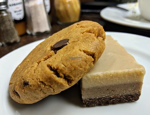 Peanut Butter Chocolate Chip Cookie and a Raw Chocolate Cardamom Bar at Broadfork Cafe - Uptown in Seattle
