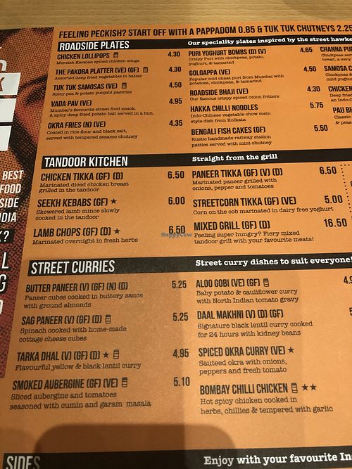 Menu pt 1 at Tuk Tuk in Glasgow