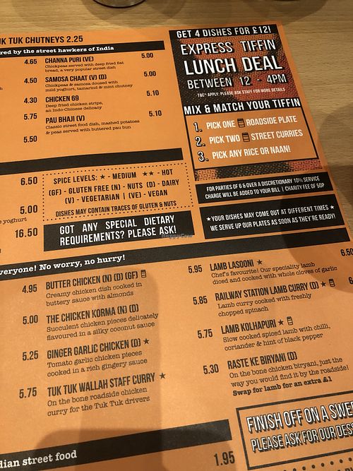 Menu pt 2 at Tuk Tuk in Glasgow