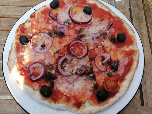 Vegan pizza at Pizza Express - St Christophers Pl in London
